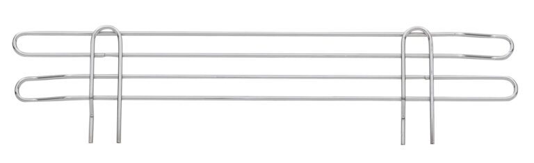 d1pjhxwrur6zc992tyess6mxpjo8fodk.jpg A chrome-plated metal towel rack with two parallel bars and legs complements the Metro L24N-4S Super Erecta 4 Stackable Ledges modern look, making it perfect alongside stainless wire shelving in your bathroom.