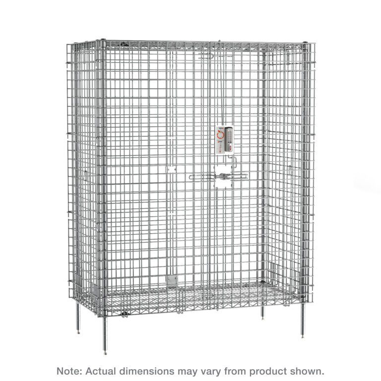 hduzxfeyzzyo260zoqy4uw2a6njtfg8j.jpg The Metro SEC53CPL Super Erecta Shelving Unit is a sturdy chrome wire cage featuring an electronic PIN lock and measures 27.25 x 38.5 x 66.8125, with potential dimensional variations, standing on four legs.