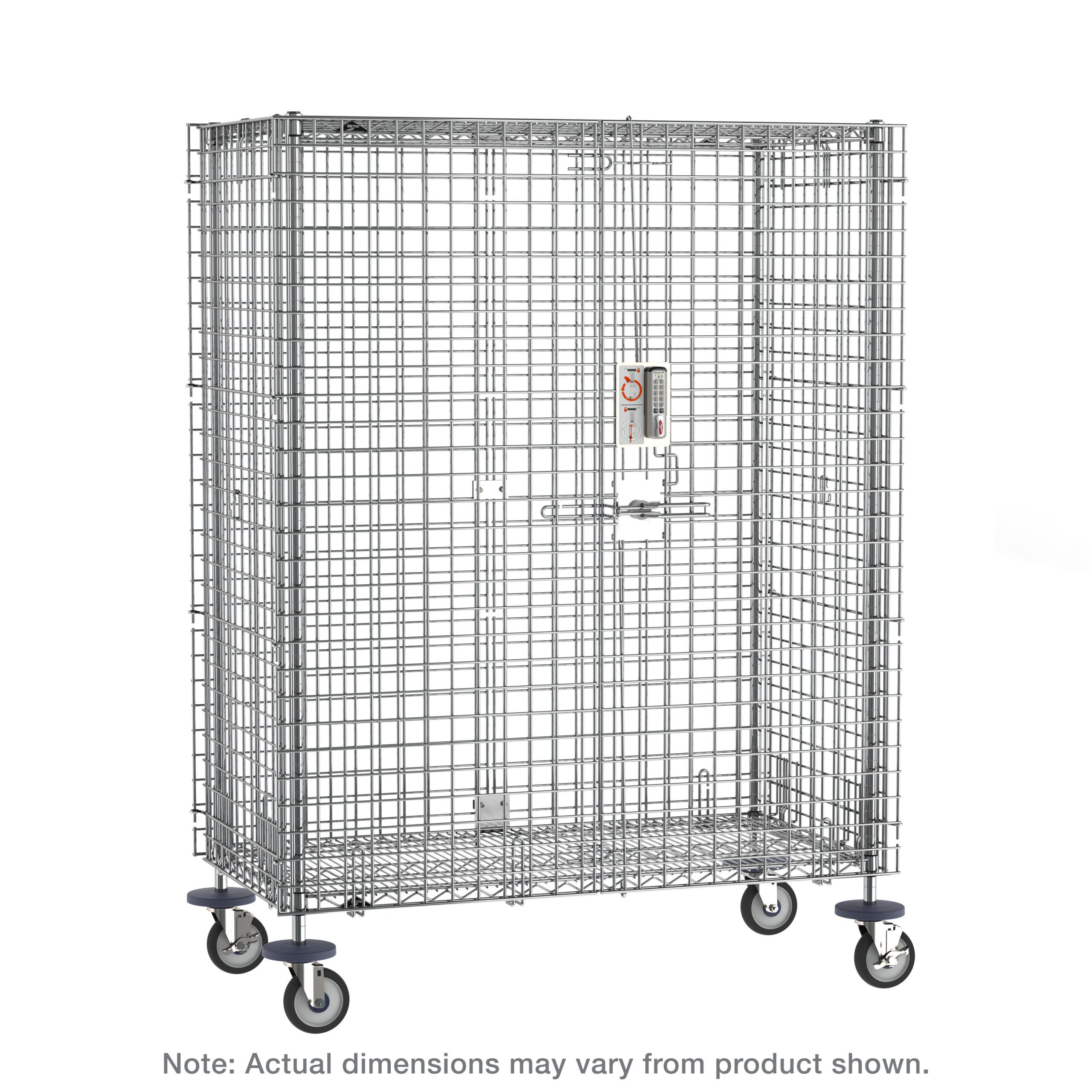 Super Erecta Mobile Security Shelving Unit with Electronic PIN Lock, Chrome