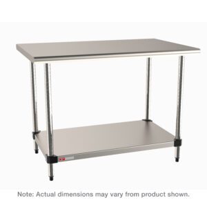 The Metro LTS30IS Worktable with Stainless Island Top and Solid HD Shelf measures 30 x 29.75 x 35.375, featuring a durable stainless steel design. Note: Actual dimensions may vary from product shown.