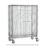 The Metro SEC56DC Super Erecta Mobile Security Shelving Unit, Chrome, 27.25 x 65 x 67.9375, is a large rectangular cage on wheels with a lockable door, set against a white background; dimensions may vary from the product shown.
