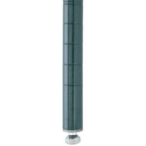 Close-up of a segmented, dark cylindrical object with a metallic base, resembling the Metro Super Erecta 86PK3 SiteSelect Industrial Wire Shelving Post (Metroseal Green Epoxy, 86 H), against a white background.