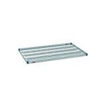 A Metro Super Erecta 3048NK3 Industrial Wire Shelf, measuring 30 x 48, is showcased against a plain white backdrop. It features a metal rod grid pattern and a stylish Metroseal Green Epoxy finish for enhanced durability.