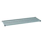 The MetroMax Q MQ2472G Plastic Industrial Shelf, sized 24 x 72, features a grid-pattern mat for ventilation and four corner supports, making it versatile for shelving or storage systems.