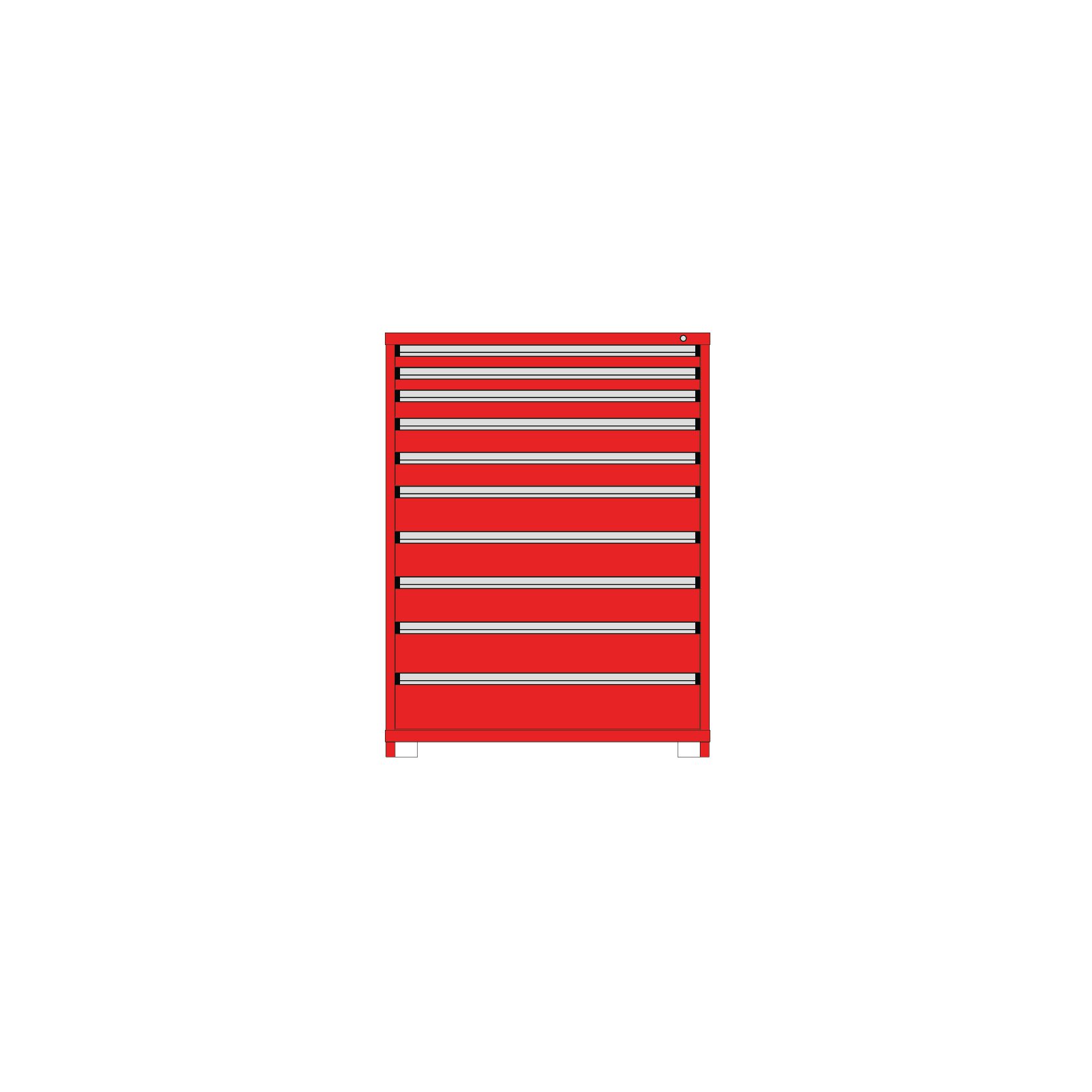 Borroughs Modular Drawer Cabinet Fork Truck Base, 10 Drawers- 59"H x 45-3/16"W x 29-1/4"D
