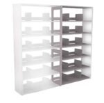 The Aurora Quik-Lok Shelving is an easy-to-assemble, adjustable office add-on unit in white with 6 openings, stands 64 tall, and fits 12 letter-sized materials, perfectly organizing or displaying items.