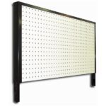 The Vulcan SP EXTENDER 18 X 24 BLACK includes a white pegboard with a stylish black rectangular frame and support legs. Its grid of evenly spaced holes is ideal for tool organization or item display with pegs.