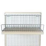 The Vulcan WIRE BASKET 12 X 24 OEB (8 per carton) is ideal for retail displays, made to fit on beige perforated panels with evenly distributed holes for showcasing products efficiently.