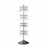 The Vulcan CIRC 16 2 POCK 4 ROTATORS offers four-tier wire racks ideal for brochures or magazines, with a stable conical base, elegantly displayed against a plain white backdrop.