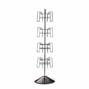 The Vulcan CIRC 16 2 POCK 4 ROTATORS offers four-tier wire racks ideal for brochures or magazines, with a stable conical base, elegantly displayed against a plain white backdrop.