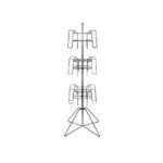 Introducing the Vulcan WIRE 12 with 2 pockets and 3 rotators, designed for ultimate organization. Featuring three tiers on a sturdy tripod base, its perfect for displaying magazines against a sleek white background with its minimalist structure.