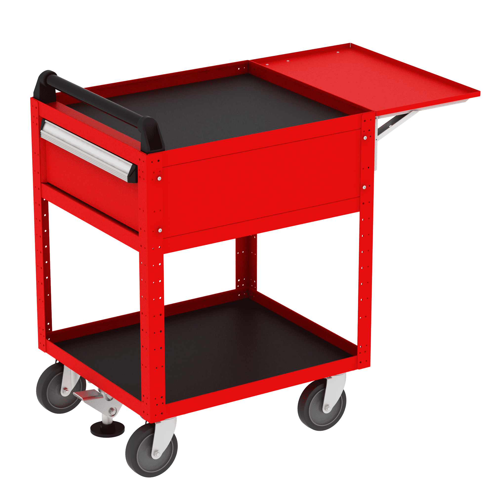 Basic Service Cart with Flip-Up Shelf and One Drawer
