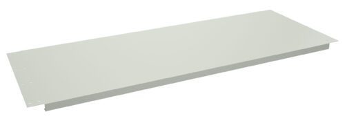 A rectangular, flat, light gray metal panel with small holes near the corners, suggesting mounting capabilities. The panel appears smooth and industrial, likely used as a cover or for support in construction or assembly.