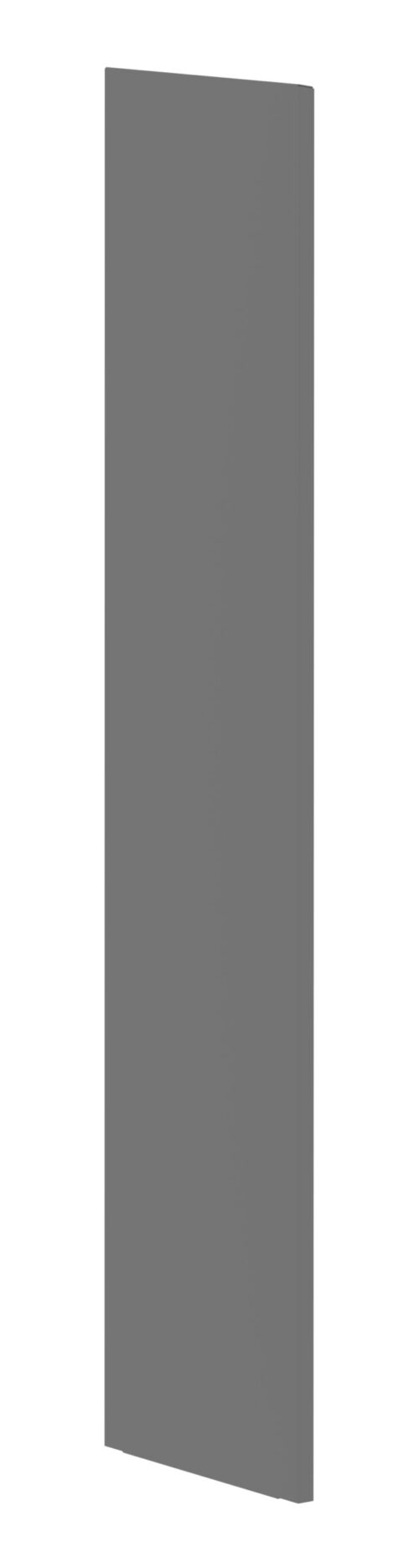 A tall, narrow, rectangular gray panel positioned vertically against a plain white background.