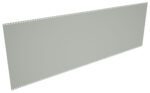 A long, gray, blank film strip with perforated edges displayed against a white background. The strip is angled, showing its length and uniformity.