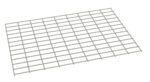 A metal wire grid shown in a perspective view, tilted slightly downwards. It consists of evenly spaced horizontal and vertical bars, forming a series of squares. The grid is set against a plain white background.