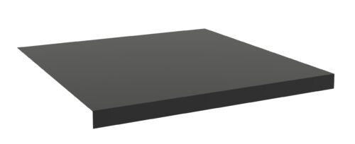 A black rectangular shelf with clean edges and a smooth surface is shown against a white background. The shelf appears sturdy and minimalist in design.