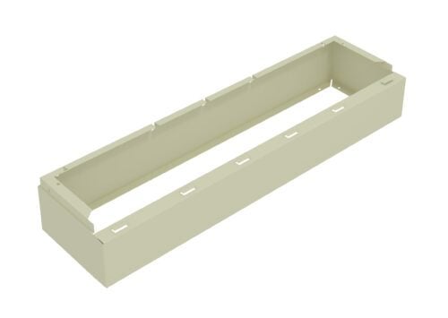 A beige rectangular box-shaped object with open top and bottom, featuring small cutouts along the top edge. It appears to be a structural frame or component, possibly for electrical or construction use.