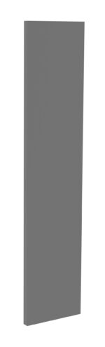 A tall, narrow, gray rectangular panel standing vertically against a white background.