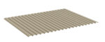 A flat, rectangular beige panel with evenly spaced parallel ridges, resembling a corrugated metal sheet, isolated on a white background.