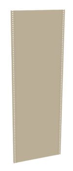 A tall, beige metal panel with small perforations along its vertical edges, standing upright.
