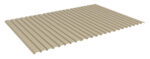 A 3D-rendered image of a flat, corrugated metal sheet with parallel ridges, shown from an angled perspective. The sheet is in a neutral beige color, resembling materials used for roofing or siding.