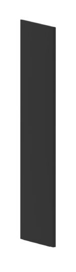 A tall, black rectangular panel standing upright against a white background. It has a smooth surface and sharp edges, casting a slight shadow to the left. The panel appears to be slim and modern in design.