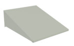 A beige, triangular prism-shaped object with flat surfaces and sharp edges, resembling a ramp or wedge, set against a plain white background.