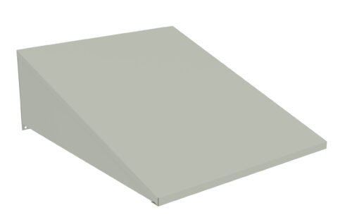 A beige, triangular prism-shaped object with flat surfaces and sharp edges, resembling a ramp or wedge, set against a plain white background.