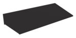 A flat, rectangular black shelf viewed at a slight angle, positioned against a plain white background.