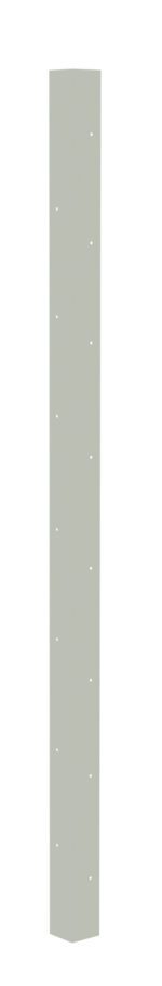 A tall, rectangular metal beam with a light grayish color. It has small evenly spaced holes along its length. The background is plain white.