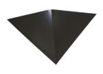 A black triangle-shaped paper airplane against a white background.