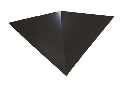 A black triangle-shaped paper airplane against a white background.