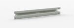 A rectangular metal beam with a pale gray finish, featuring a horizontal flat surface and two vertical side flanges. It has rounded ends and is placed on a white background.