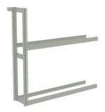 A metal frame with vertical and horizontal beams, featuring perforated edges and a rectangular shape. The frame is displayed on a plain white background.