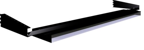 Illustration of a black, elongated metal bracket with angled ends. The bracket appears to be used for mounting or supporting a structure. It is set against a white background, with shadows suggesting depth and dimension.
