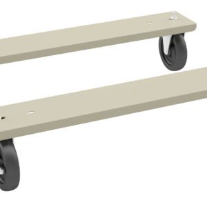Two beige rectangular metal platforms with black caster wheels. Each platform has two wheels attached at the ends, featuring metal brackets. The platforms are positioned parallel to each other on a plain white background.
