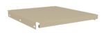A beige, flat metal shelf with side support brackets and small holes on the sides for mounting. The shelf appears sturdy, designed for storage solutions.