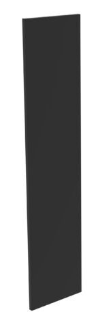 A tall, vertical black rectangle standing upright against a white background, resembling a blank sign or board.