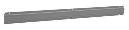A long, gray metal beam with multiple holes along its length. The beam has a slightly textured surface, with a central ridge running across. Suitable for construction or structural support purposes.