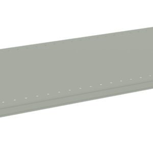 Flat, rectangular metal frame with small holes along the edges. The frame is supported by short, angled brackets at each corner. The surface is smooth and painted in a light grey color.