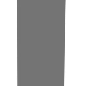 A tall, narrow, rectangular gray panel is standing upright against a white background. The panel is slightly angled, showing a thin edge and its flat surface.