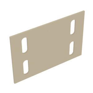 A beige, rectangular object with four evenly spaced elongated oval holes. The object is positioned diagonally, showing its flat surface and thin edges against a white background.