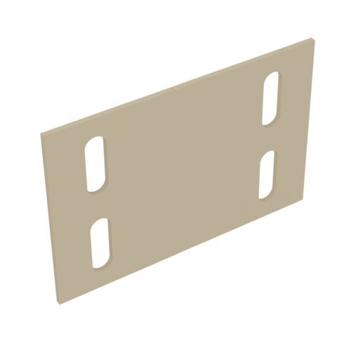 A beige, rectangular object with four evenly spaced elongated oval holes. The object is positioned diagonally, showing its flat surface and thin edges against a white background.