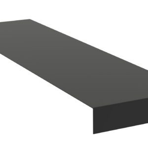 A 3D rendering of a simple, long, rectangular dark gray beam with a right-angle bend on one end, positioned diagonally on a white background.