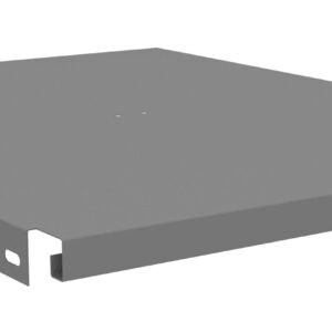 This image shows a gray, rectangular metal tray with small holes on its side edges. The tray has a flat bottom and slightly raised sides. The background is plain white.