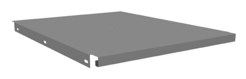 This image shows a gray, rectangular metal tray with small holes on its side edges. The tray has a flat bottom and slightly raised sides. The background is plain white.