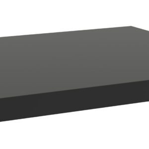 A flat, rectangular, dark gray shelf against a white background. The shelf appears simple and minimalist in design.