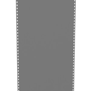 A long, rectangular grey metal panel with evenly spaced holes along both vertical edges. The panel is oriented vertically and has a smooth surface.