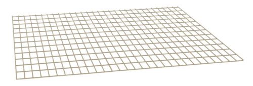 A beige metal grid or wire mesh displayed against a white background, shown in perspective from a slight angle. The grid is composed of evenly spaced horizontal and vertical bars.